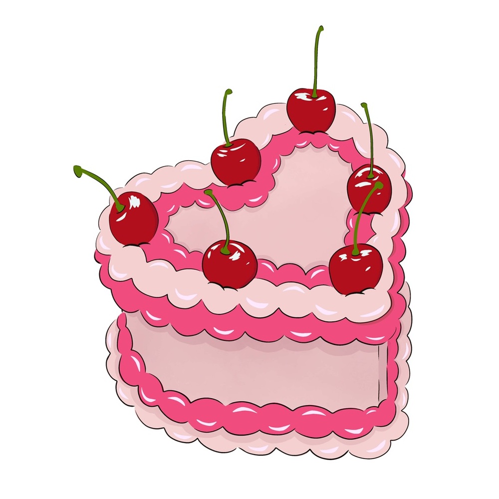 Heart-Shaped Pink Cake T-Shirt Transfer